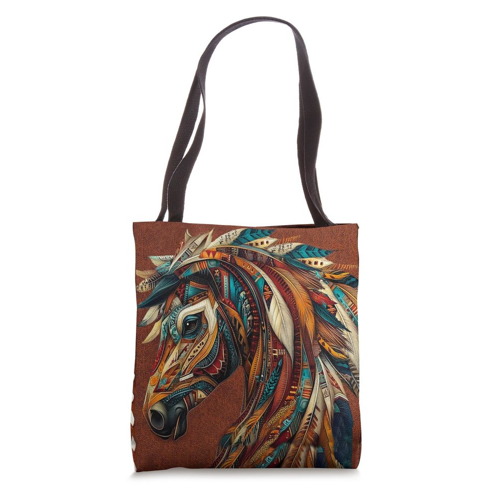 Tribal Horse Majesty Indian Native American Colorful Tote Bag :|